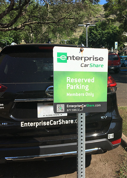 New location of Enterprise CarShare in front of Hale Wainani