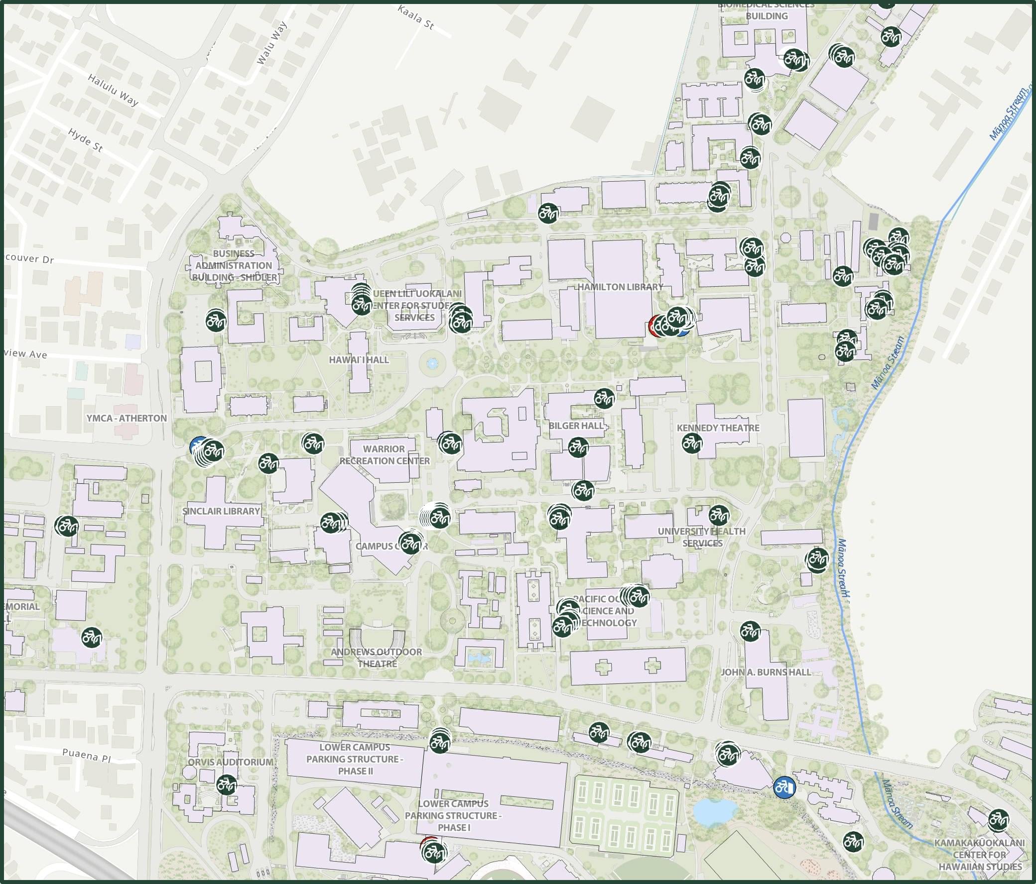 Biki Stops and Bike Racks Map