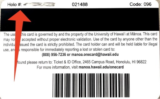 manoa one card with holo card number
