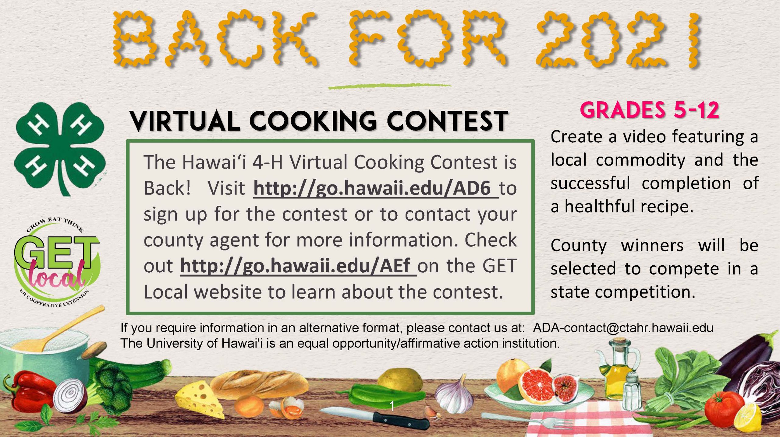 Cooking Contest Flyer for 2021