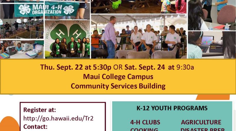 Flyer for Maui County 4-H Open House September 2022