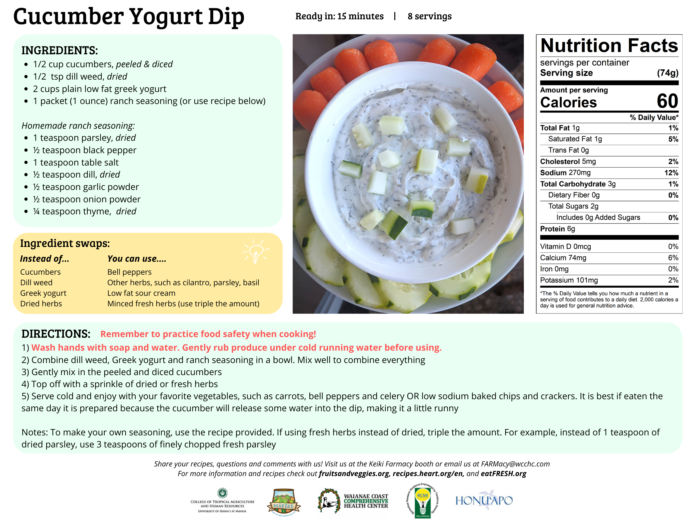 Cucumber Yogurt Dip Recipe Card