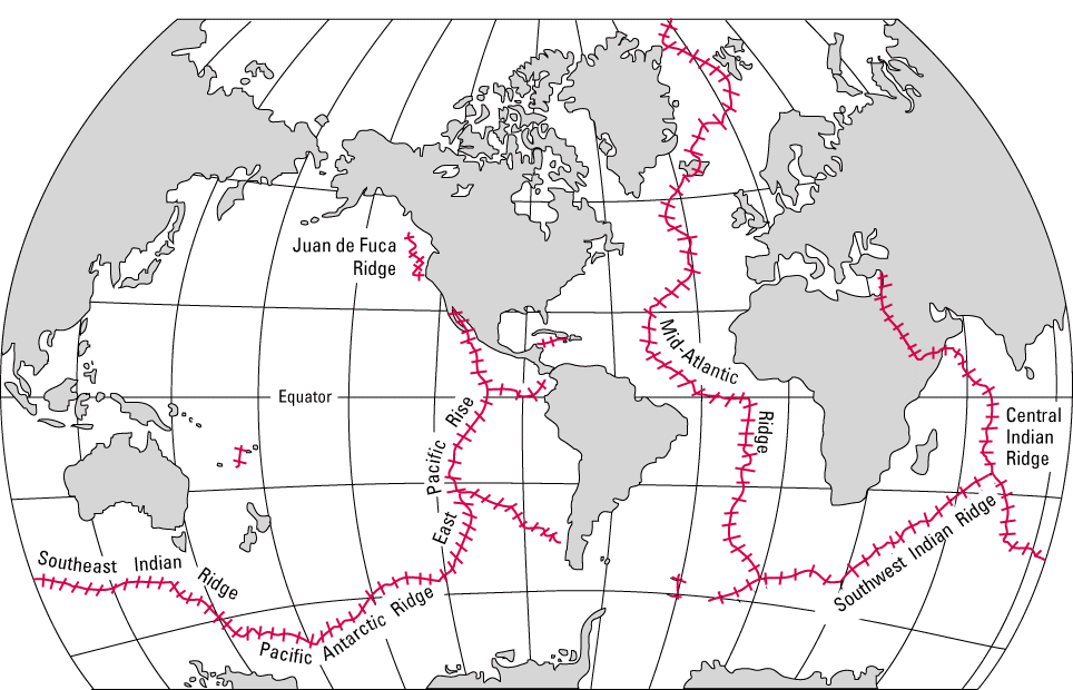 <p><strong>Fig. 7.22.</strong> World map of mid-ocean ridges</p>