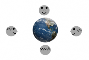 <p><strong>SF Fig. 6.7.</strong> In this figure, a face represents the near side of the moon. The face is always turned towards Earth. This figure is not drawn to scale.</p>
