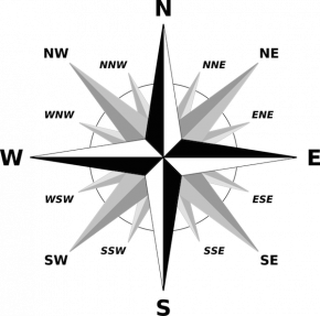 <p><strong>Fig. 8.28.</strong> (<strong>A</strong>) A traditional simple compass rose shows true geographical north.</p>

