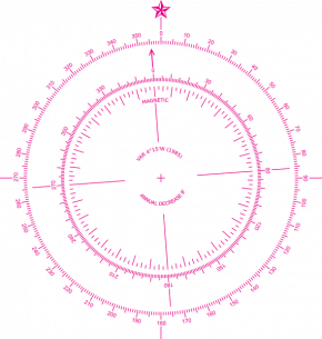 <p><strong>Fig. 8.28.</strong> (<strong>B</strong>) A modern detailed compass rose shows both true north and magnetic north (with a magnetic variation or declination of approximately 4˚ west).</p>