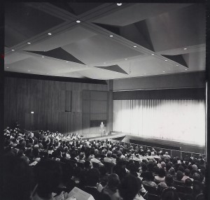 1963 photo of audience in Kennedy Theatre on opening night