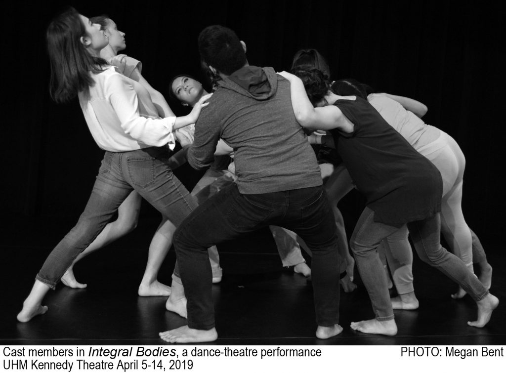 Black and white publicity photo for Integral Bodies featuring cast