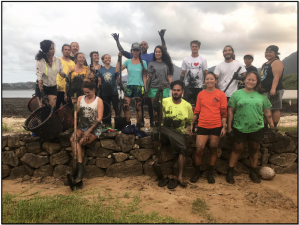 UH West O‘ahu Sustainable Community Food Systems students restore a traditional Hawaiian fishpond.