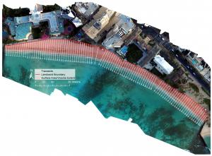 Survey lines superimposed on an aerial image of Waikiki Beach. Credit: McDonald, et al., 2022.
