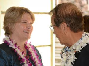 UH Manoa Department of Economics Chair Dr. Denise Konan and NEAEF Chairman Dr. Lee-Jay Cho