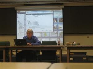 Professor Jon Van Dyke prepares for a class at the William S. Richardson School of Law.