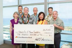 Pictured are representatives from UH Foundation, UH Manoa and First Hawaiian Bank.