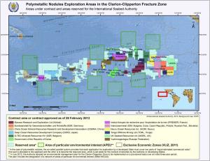 Polymetallic nodules exploration areas in the Clarion-Clipperton Fracture Zone (courtesy ISA).