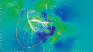 A slice of the Laniakea Supercluster in the supergalactic equatorial plane.