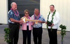 From left, SOEST Dean Brian Taylor, Sen. Lorraine Inouye, Darrell Young from the DOT, and Kahu Hailama Farden.