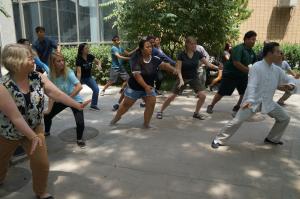 Students learn the art of tai chi.