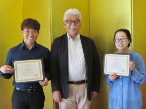 JiaJie He, Deputy Consul General Takayuki Shinozawa, and Yunmi Kim (photo by Lisa Sakamoto)