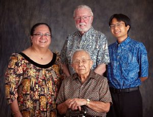Dr. Walter Chair (Chair from 1965-1969; front row, center); Dr. John F. McDermott, Jr. (Chair from 1969-1995; back row, center); Dr. Naleen N. Andrade (Chair from 1995-2012, back row, left); and Dr. Anthony Guerrero, Chair from 2013-present)