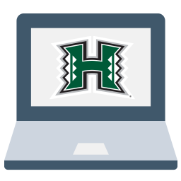 a computer displaying a UH logo