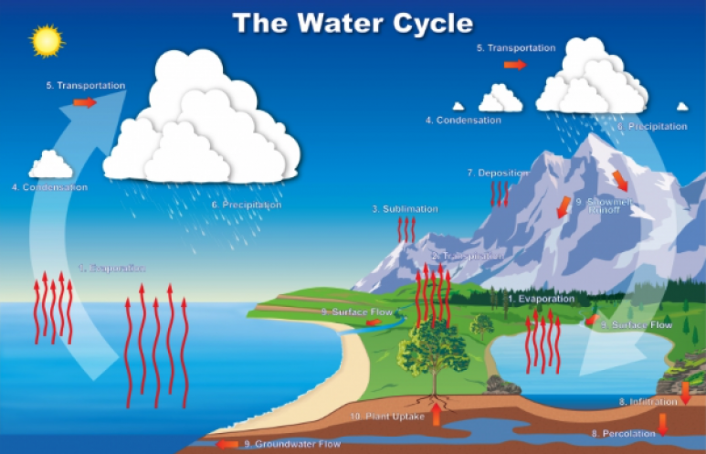 <p>Fig. 5. The water cycle has a big influence on weather and climate.&nbsp;</p>
