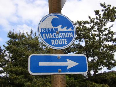 <p>Fig. 1. A tsunami evacuation sign guides people on a safe route to avoid danger in case of a tsunami.</p>