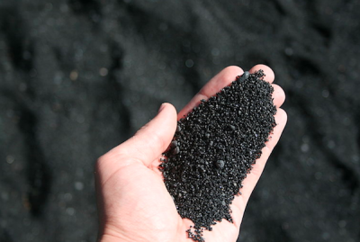 <p>Fig. 3. An example of black sand from Punalu'u Beach on Oahu.</p>