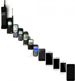 <p>Fig 2. Phones have changed a lot over time as the technology to send and recieve signals has improved.</p>