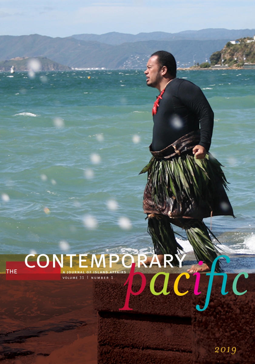 Image of TCP 31(1) cover shows a photo of a Pacific Islander male in traditional dress, facing the ocean in Wellington, New Zealand as he speaks and balls his fists