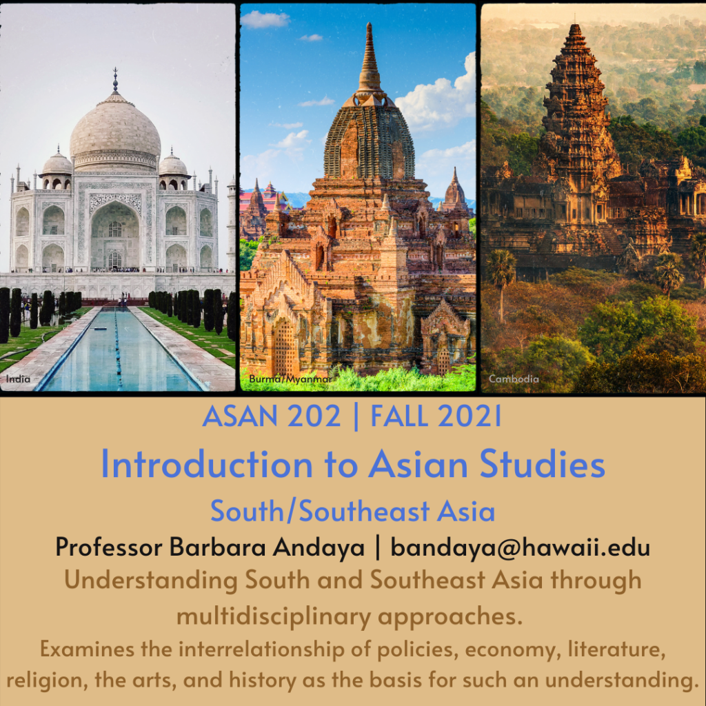 Fall 2021 Intro to Asian Studies: South and Southeast Asia