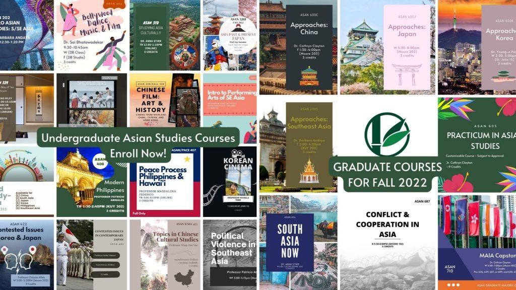 Course Flyers for Asian Studies classes of the Fall semester 2022