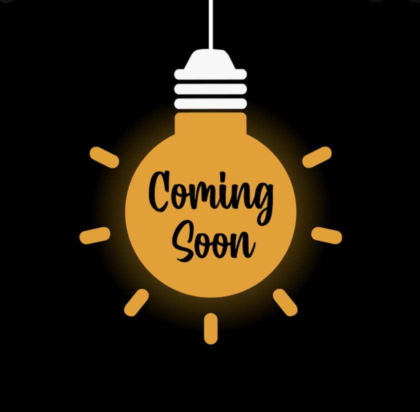 Clip art of light bulb with text that says coming soon.