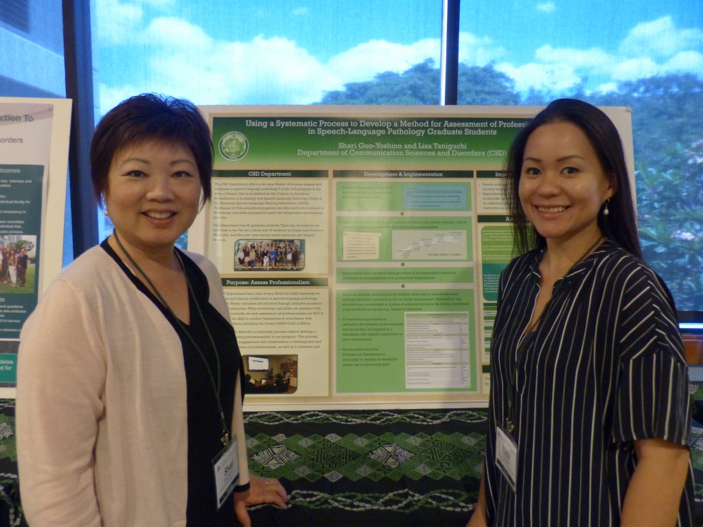 This poster describes a systematic process of developing the assessment of student professionalism in Speech-Language Pathology. The process highlights: (1) developing professionalism indicators using the core values of the University and Department; (2) validating the indicators through reviewing professionalism described in peer programs and professional organizations, and (3) systematic data collection, tracking, and analysis.