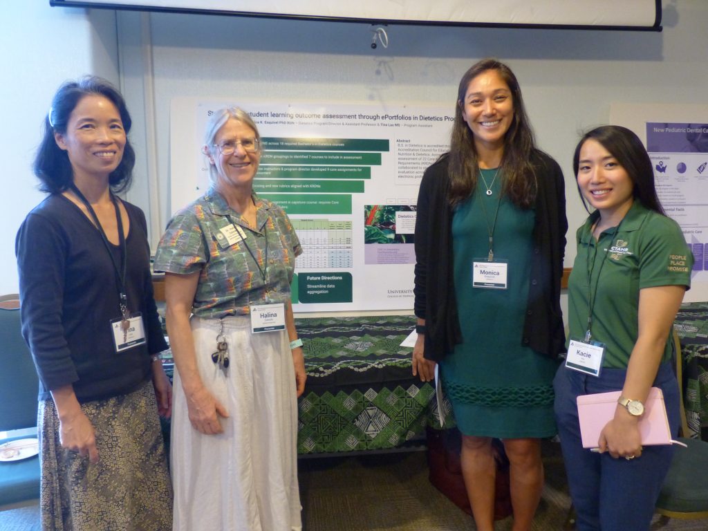 The poster will describe the process that the dietetics program faculty and staff underwent to develop a systematic and streamlined process for assessing student learning of 22 accreditation-required outcomes. The process includes collaborative curriculum mapping, assignment refinement, rubric development, and the establishment of an electronic professional portfolio system.