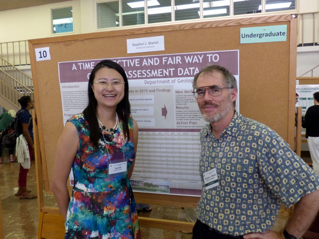 Assessment efforts at the University of Hawaiʻi at Mānoa strive to help departments meet learning objectives the departments have set for themselves. As part of these efforts, departments have designed Program Learning Outcome (PLOs) for the departments as a whole, and individual faculty members have established Student Learning Outcome (SLOs) for the classes they teach; the SLOs are coordinated with the PLOs. Collecting data to assess how well the SLOs and PLOs are met has proven problematic though, in large part because the data collection effort is widely viewed as an additional workload increase for faculty, who are already stretched thin with research, teaching, administrative, and community service responsibilities. Unsurprisingly, many faculty are inclined to collect and provide small amounts of data. If the data are too meager, however, then an assessment that is both useful and fair is not possible. To deal with this, the Department of Geology and Geophysics is asking individual faculty members to provide a subset of data they regularly collect anyway as a normal part of the their grading procedures; in this sense no new data are required. In one-on-one meetings with the department’s assessment coordinator, instructors identify a suite of student responses (e.g., particular exam questions, particular laboratory assignments, parts of writing assignments, etc.) that would be appropriate and sufficiently comprehensive to assess how well the course is meeting its SLOs. The initial feedback has been that this approach is reasonable in terms of the time required and is perceived as fair.