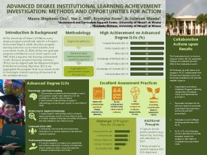 Advanced Degree Institutional Learning Achievement Investigation: Methods and Opportunities for Action