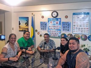 Katerina Teaiwa (left) and James Viernes (second from left) in Palau at the 2019 Summer Field School, a collaboration of ANU and CPIS