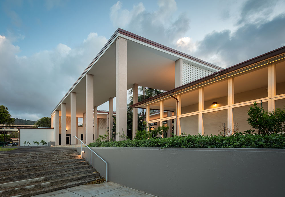 The front view of Bachman Hall