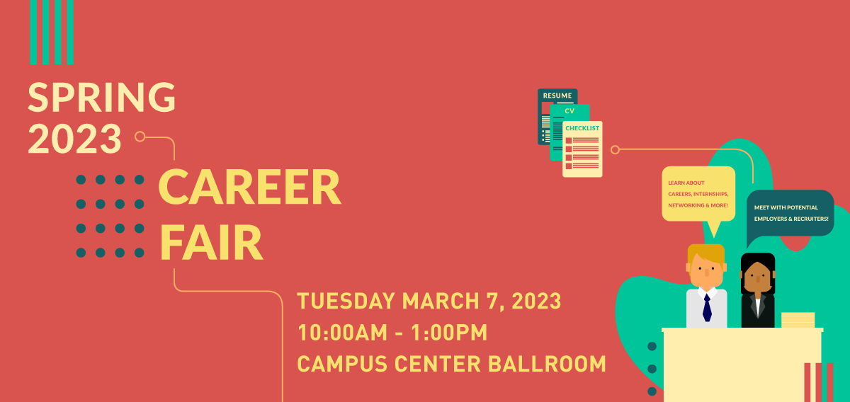 Two employers sitting at booth at Career Fair