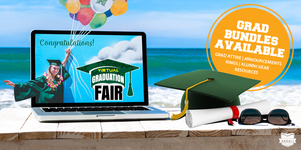 Virtual Graduation Fair! Grad Bundles Available: Grad Attire, Annoucements, Rings, Alumni Gear, Resources