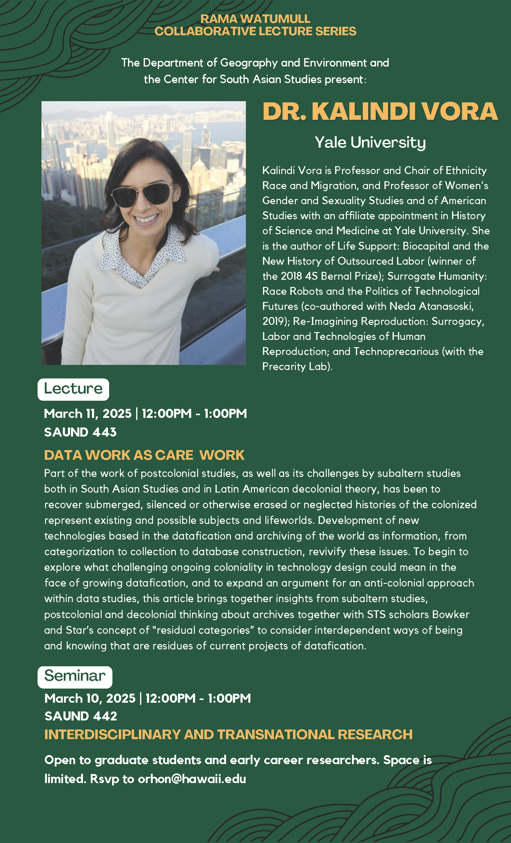 Dr. Kalindi Vora Event Flyer