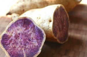 Cut Okinawan purple sweet potato