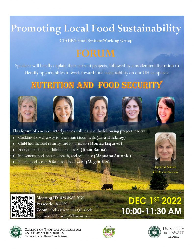 Flyer for CTAHR Food Systems Forum 3