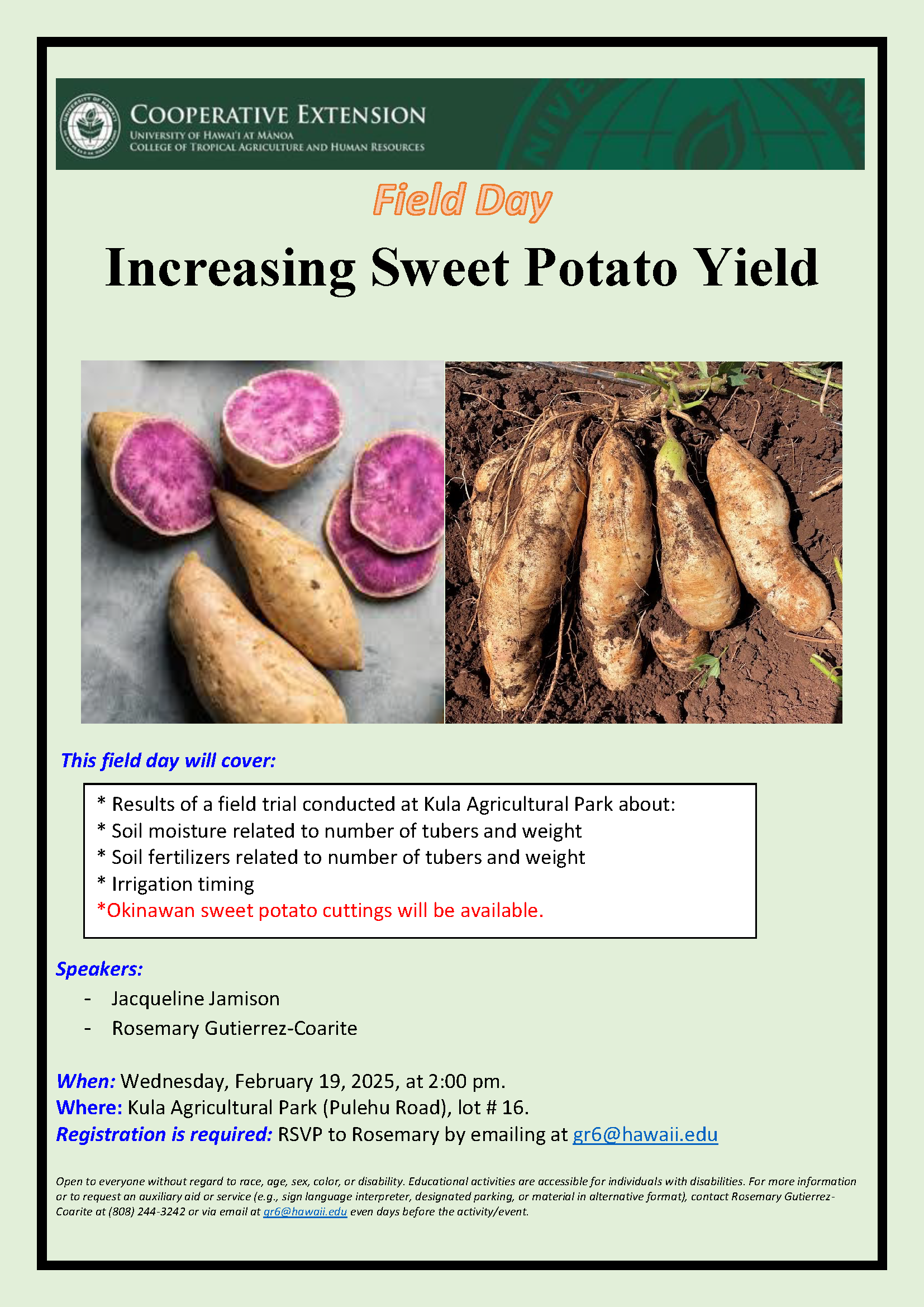 Sweet Potato Field Day Flyer