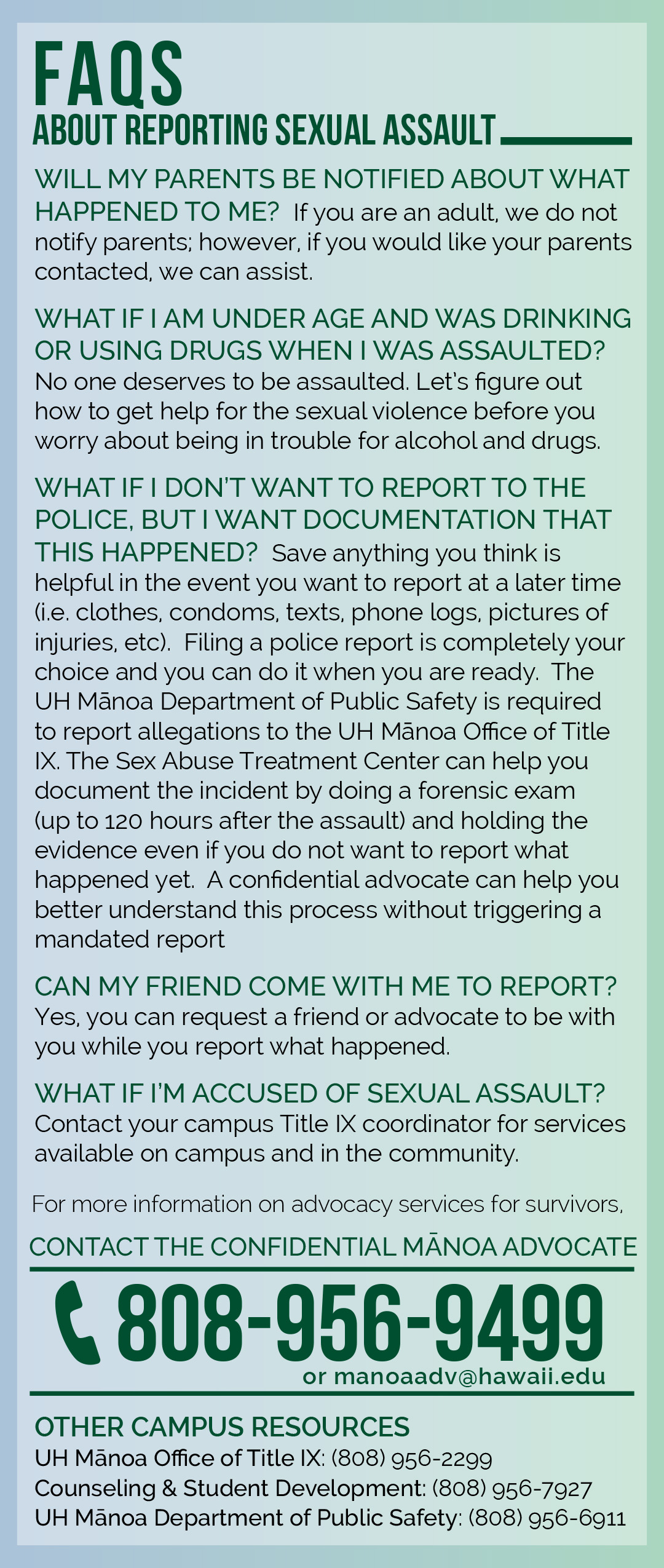 Download Sexual Assault Reporting Information