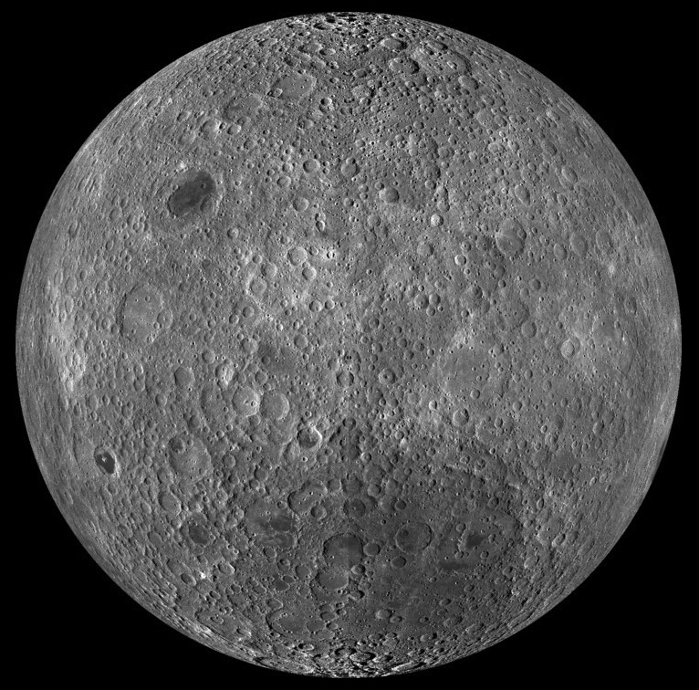 <p><strong>SF Fig. 6.8.</strong>&nbsp;(<strong>B</strong>) The side of the moon that does not face Earth—“the far side.”</p>