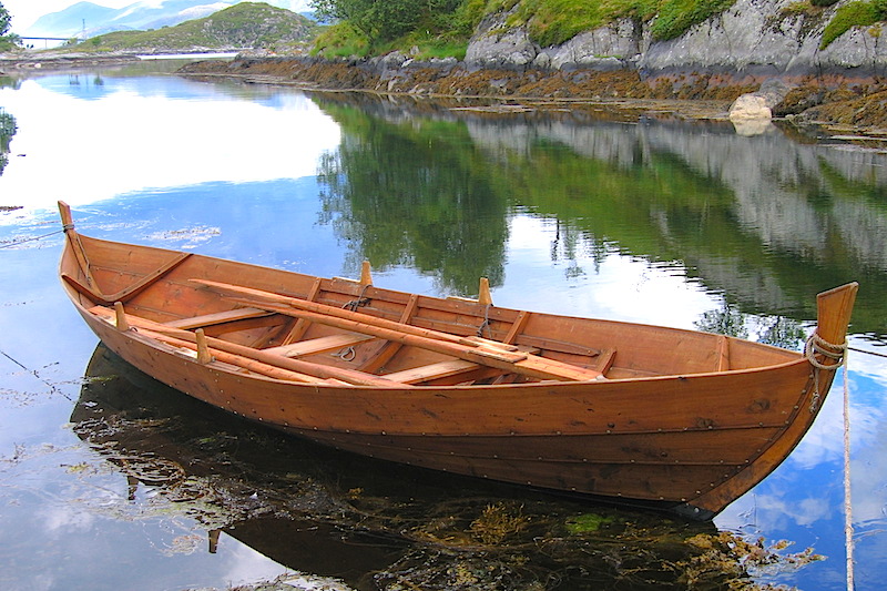<p><strong>Fig. 8.32.</strong> (<strong>A</strong>) A rowboat is used to travel on a river.</p>