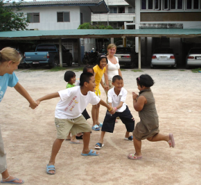 <p><strong>Fig. 3-12:</strong> Picture of red rover game.</p>