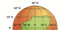 Illustration of latitude and longitude lines on the surface of the earth
