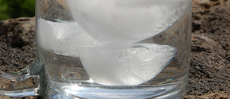Ice in a glass of water illustrating of temperature and density